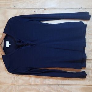 Witchery Australia Navy Linen Base Layer Lace Up Front Tee Size XXS